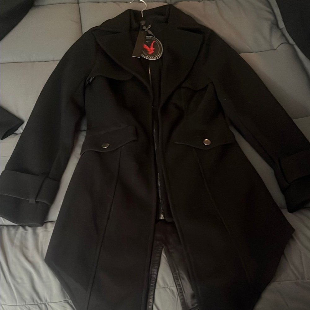 Killstar Black Trench Coat with Structured Silhouette